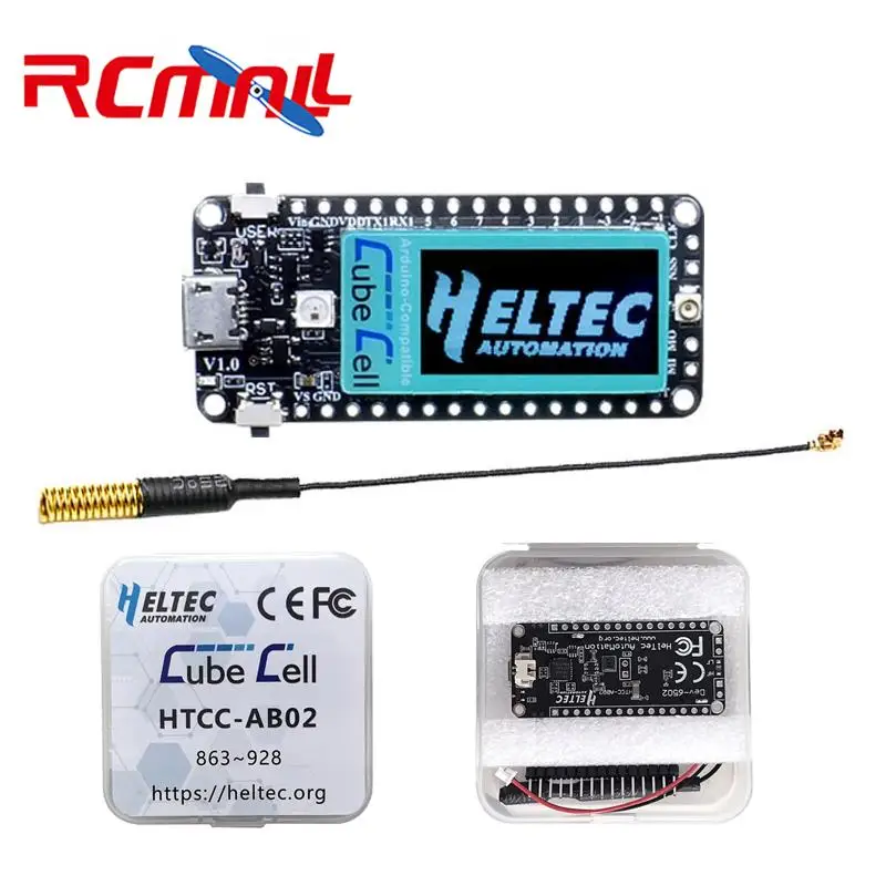 Heltec CubeCell HTCC-AB02 LoRa Dev Board ASR6502 SX1262 433 470 868MHz Spring Antenna OLED Display Microcontroller IoT Node Kit