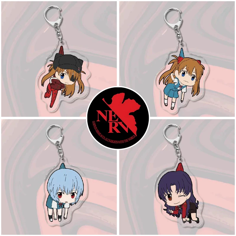 EVANGELION المفاتيح أنيمي الاكريليك قلادة Asuka Ayanami ري كيرينغ الكرتون تأثيري حلقة رئيسية الإبداعية سحر ظهره ديكور لعبة #1