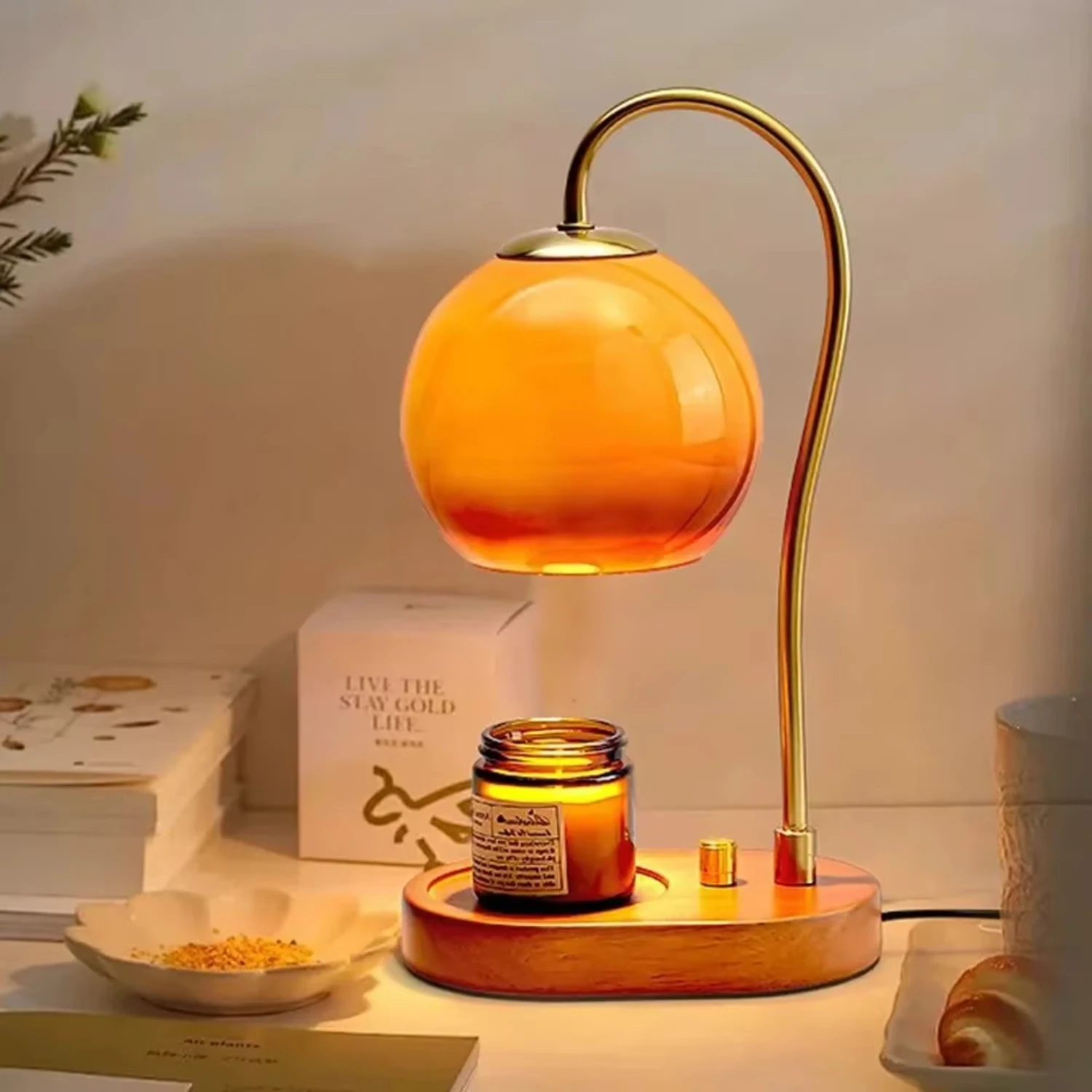 

Vintage Glass Table Lamp Candle Table Lamp GU10 Adjustable Bedroom Study Hotel Warm Light Heating Ambience Decor Lights