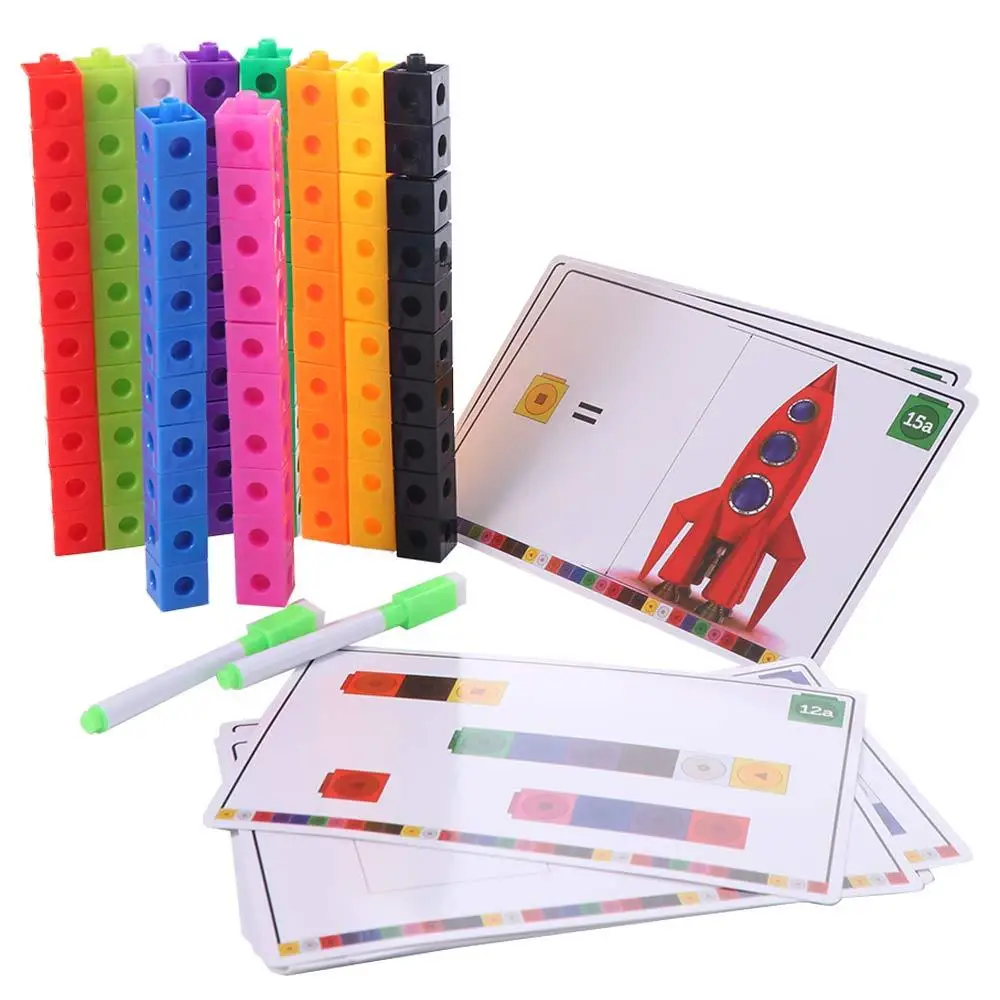 Montessori cubo quebra-cabeça blocos de construção contagem empilhados aprendizagem diy blocos de construção cubo brinquedos modelo multilink
