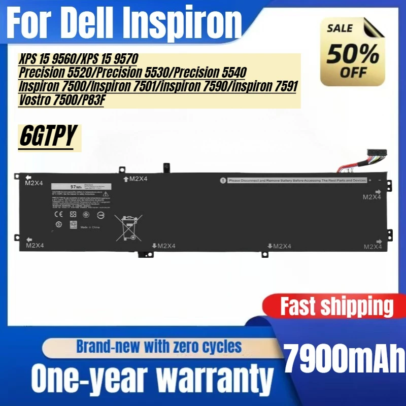 For Dell Inspiron 7500 7501 7590 7591 6GTPY P83F Laptop Battery L High Capacity Battery High Quality Replacement Battery