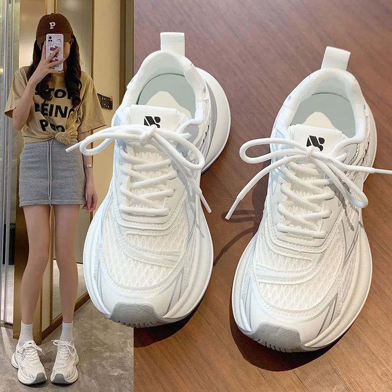 

Spring and Autumn Mesh Breathable Thick Soled Sports Women's Shoes Spring and Autumn New Wide Toe Casual Running Shoes zapatos