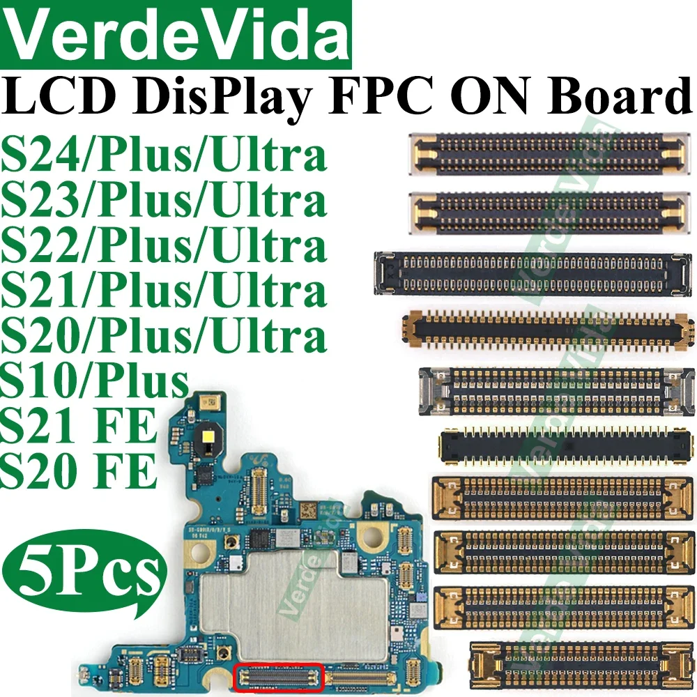 10pcs LCD Display Screen Flex FPC Connector For Samsung S22 S24 Plus S23 Ultra S21 FE S10 Lite Note 20 10 On Board Motherboard