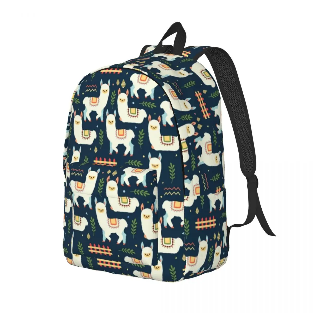 Cute Alpaca Pattern School Bookbag para homens e mulheres, mochila estudantil, Middle High College Travel Daypack