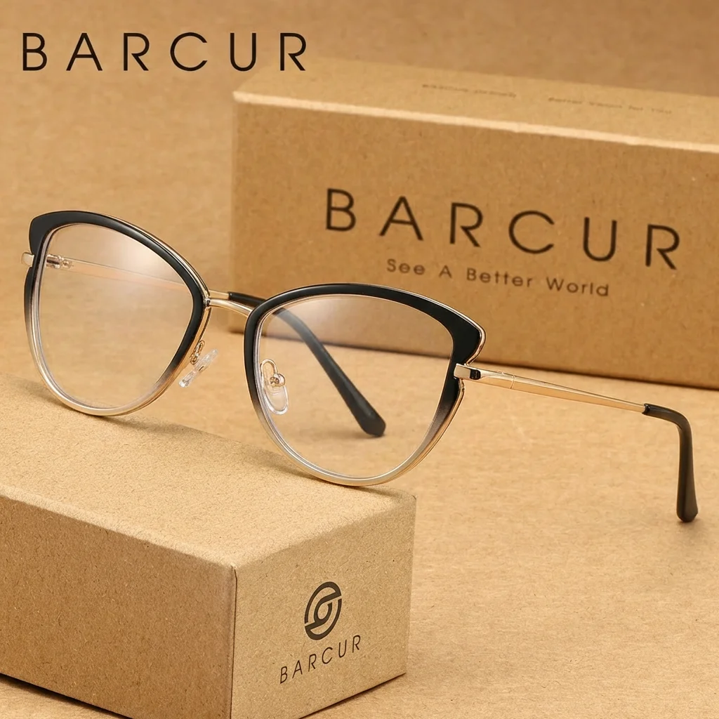 

BARCUR Women Cat Eye Anti Blue Light Glasses BARCUR Fashion Clear Lens Eyewear for Office