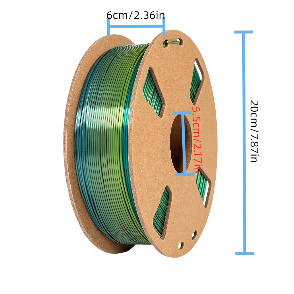 Rainbow PLA Filament 1.75mm, Multi-Color Silk Changing Rainbow PLA Filament, Golden, Yellow, Green, Blue, Purple, 3D Printing Fi