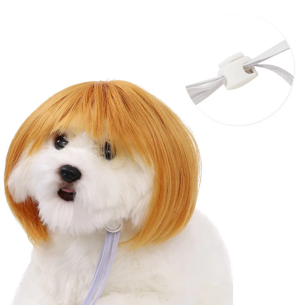 

Pet Supplies Straight Hair Pet Costume Wig Colorful Adjustable Cat Cosplay Wig Funny Dog Headwear Photography
