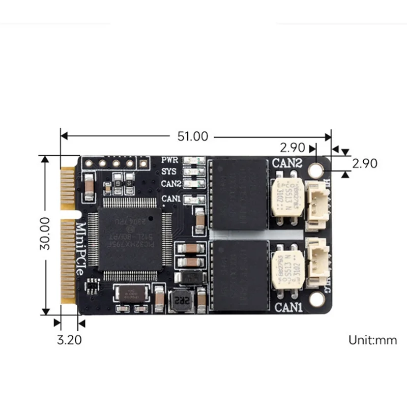 Placa adaptadora minipcle can de 2 canais, vários protocolos can, placa de expansão usb para can com função de análise de decodificação-aa80