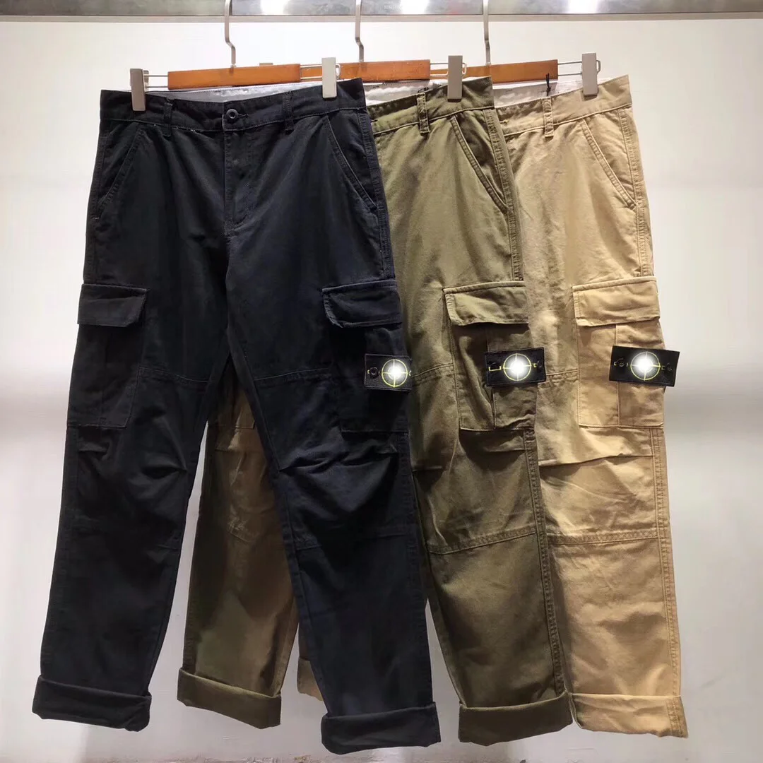 

Stone Cass Bae Embroidered Casual Loose Long Pants Workwear Trousers Multi-ket Straight Leg Pants for Youth