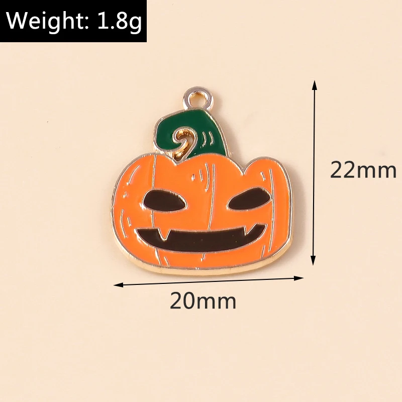Leslie 10 stücke Mode Halloween Charme Emaille Horror Augapfel Spinne Hexe Geist Kürbis Anhänger für DIY Schmuck machen Accessoires – Detail 13