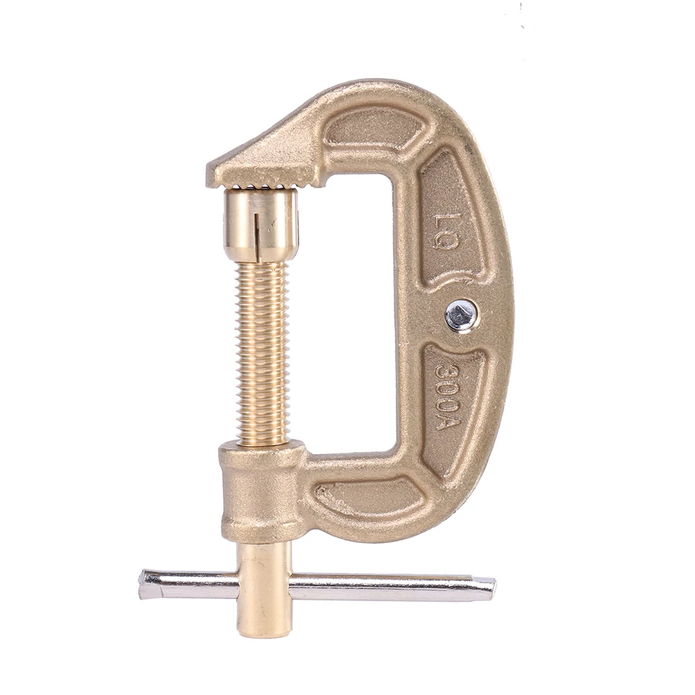 300A Ground Clamp High Power Brass Welding Electrode Holder G-shaped Cable Clip Clamp Replacement for Argon Arc Welding Machine