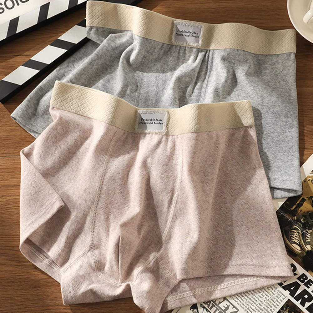 

2025 Men Cotton Soft Jacquard Underwear For Hot Man Boxer Shorts Mid Waist Underpants Breathable Sleepwear Summer Men's Panties