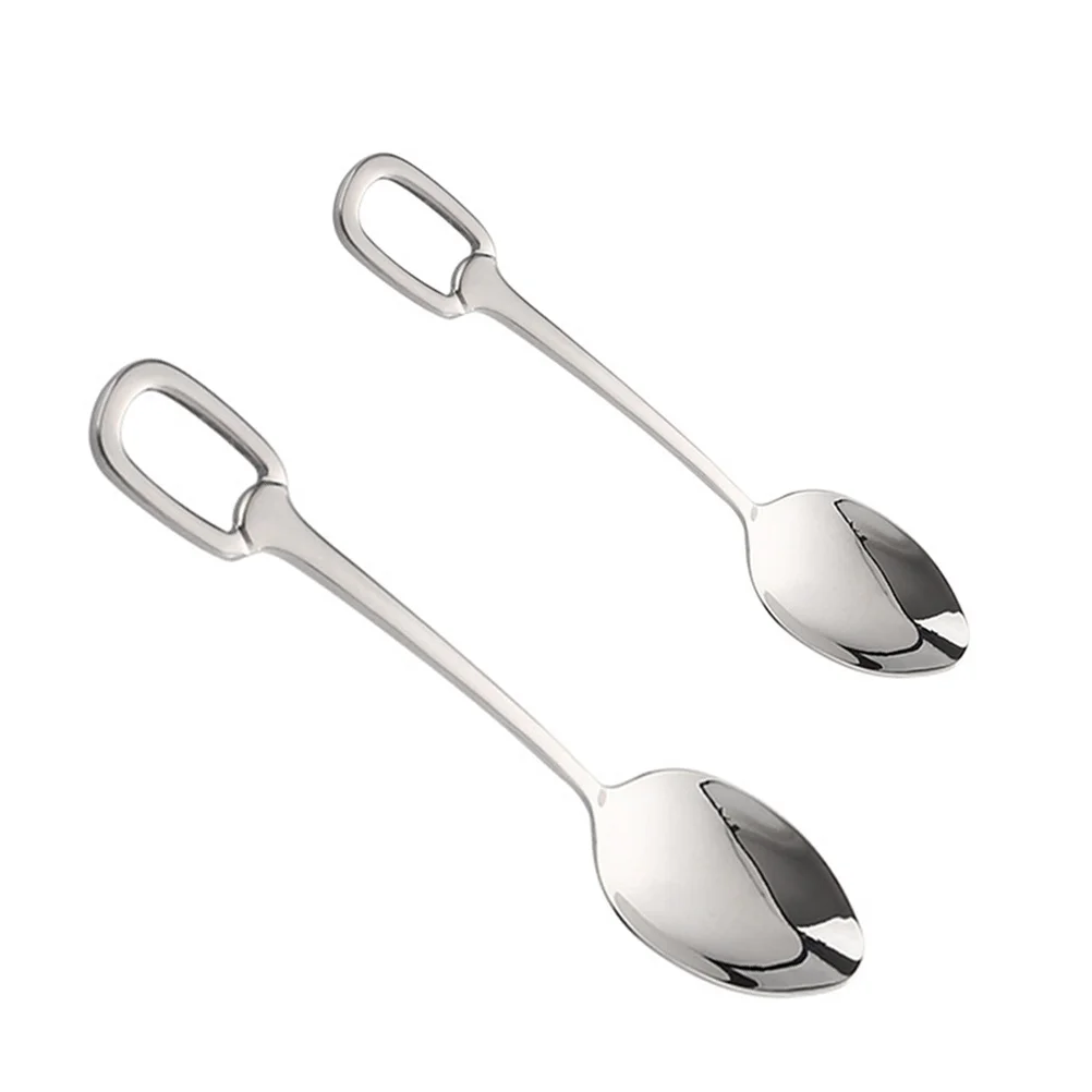 

304 Stainless Steel Teaspoon Coffee Spoon Dessert Stirring Spoon With Hanging Hole For Soup Tea Kitchen Use, Spoons