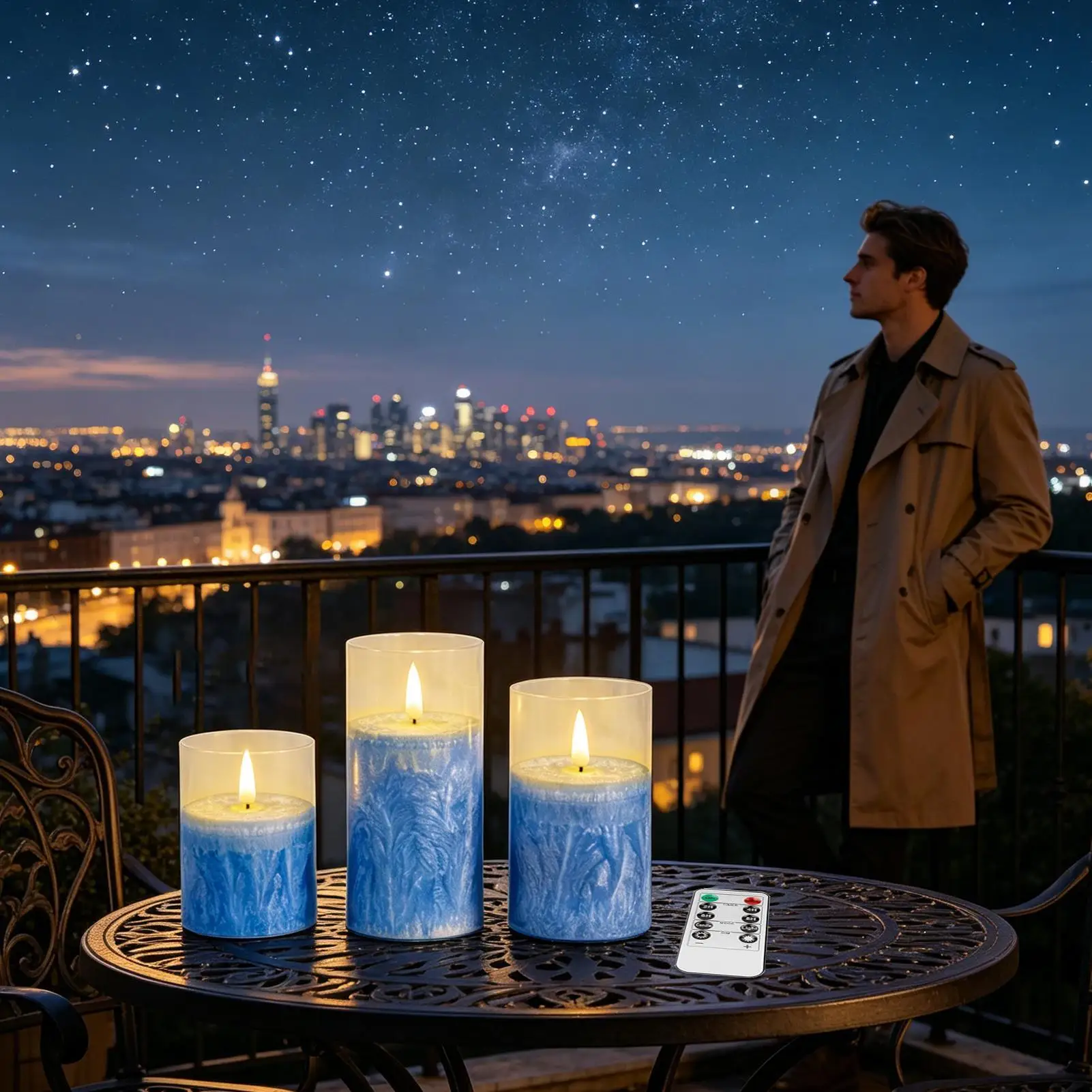 バッテリーキャンドル-3個パック-リモコンタイマー付き-ゆらめく炎のない温かい光-本物の蝋を使用したピラーキャンドル-パープル装飾-ホームオフィス-クリスマス-結婚式用