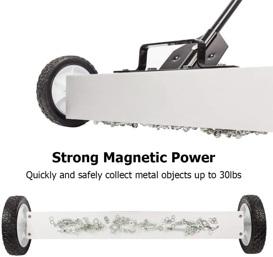 Hand Push Magnetic  scavenger Magnet Sweeper Pick up Nails Screws Metal Objects Sweeper with Wheels