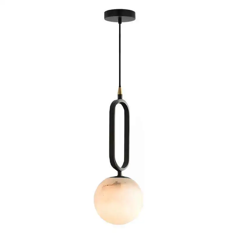Entrance bedroom bedside decorative lamp, all-copper round marble small chandelier imported from Northern Europe and Spain