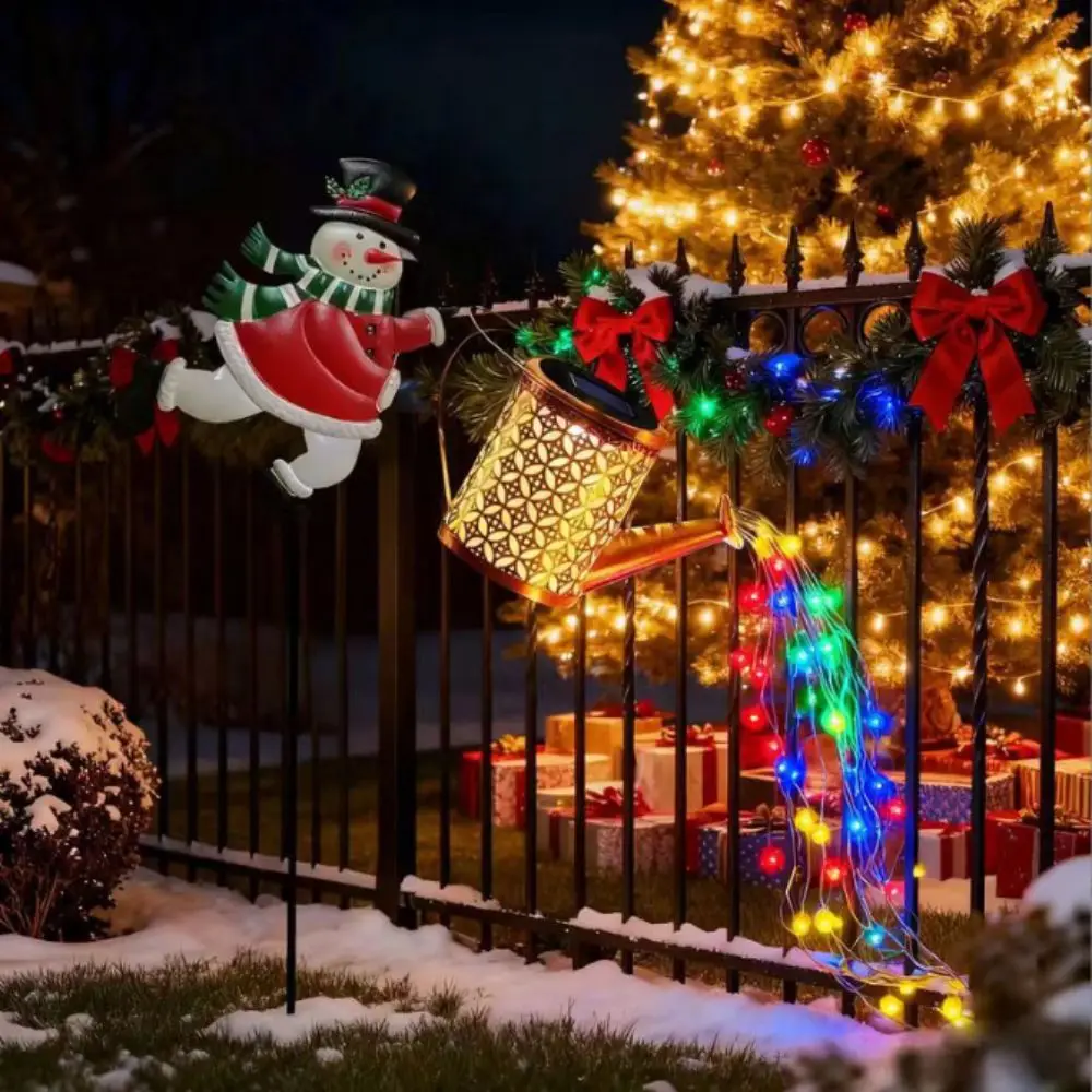 

Лейка Солнечные фонари снеговика Устойчивые к атмосферным воздействиям светодиодные лампы Рождественские украшения для патио Открытый металлический ремесел на солнечной энергии