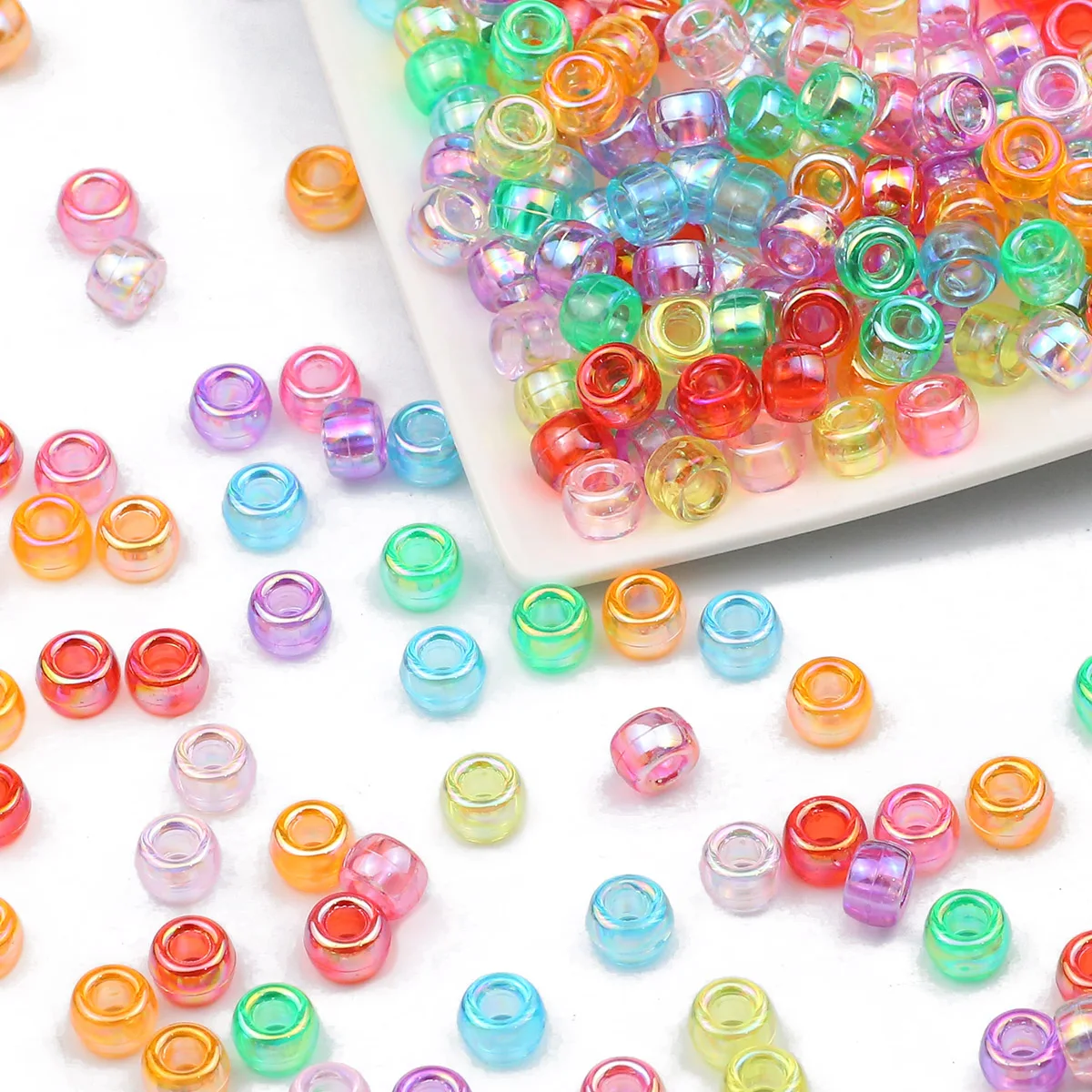 Multi-Colored Grande Buraco Pony Beads, DIY Jóias Fazendo Suprimentos para Crianças, Artesanato, Chaveiros, Amizade, Pulseira Bead, 6x9mm, 1000Pcs