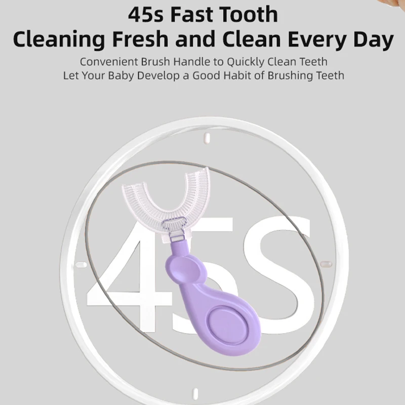 فرشاة أسنان سيليكون ناعمة للأطفال ، على شكل حرف U ، درجة ، كرتون لطيف ، العناية بالفم ، تنظيف ، طفل ، 2-6 سنوات