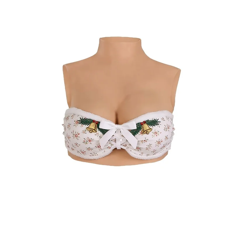 Plus Size High Neck Silicone Chest Plate - Realistic Top for Drag Costumes, C-G Cup Breast Forms, Film/TV Props & Post-Surgery