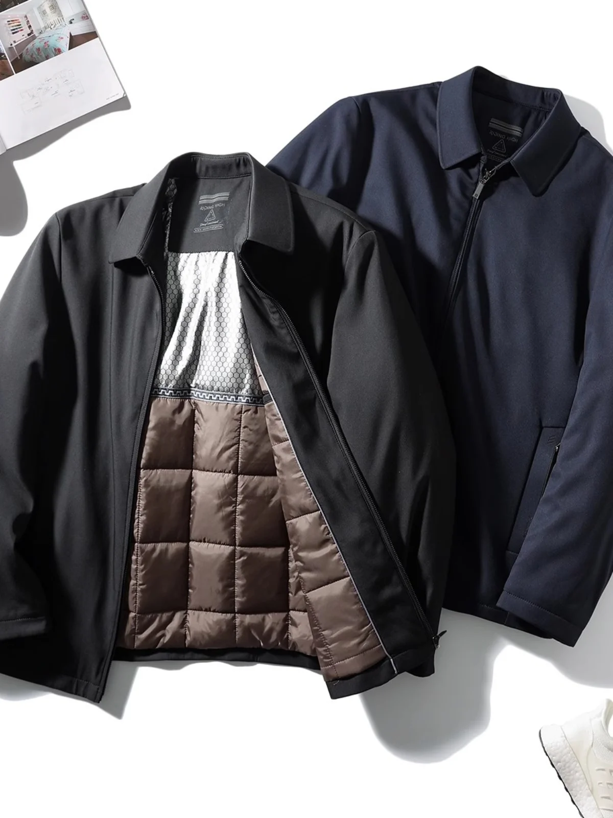 

Термоотражающая мужская повседневная куртка из хлопка с воротником, легкая деловая верхняя одежда для города, приталенный крой, длинный рукав