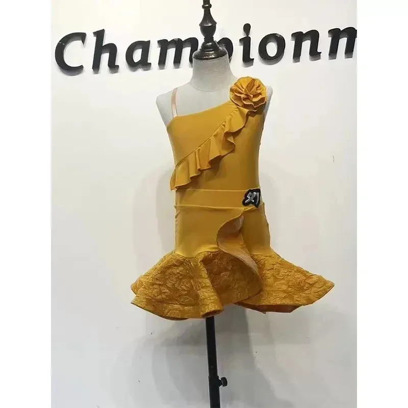 전문 경쟁 탱고 삼바 라틴 댄스 의상 소녀 어린이 차차 룸바 볼룸 댄스 복장 어린이 성능 정장