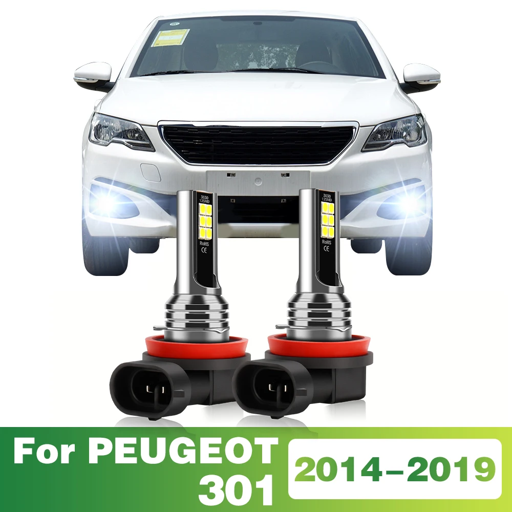 

2 шт. автомобильные противотуманные фары 3030SMD H8 H11 H16JP светодиодные передние противотуманные фары DRL 6000K белые для PEUGEOT 301 2014 2015 2016 2017 2018 2019