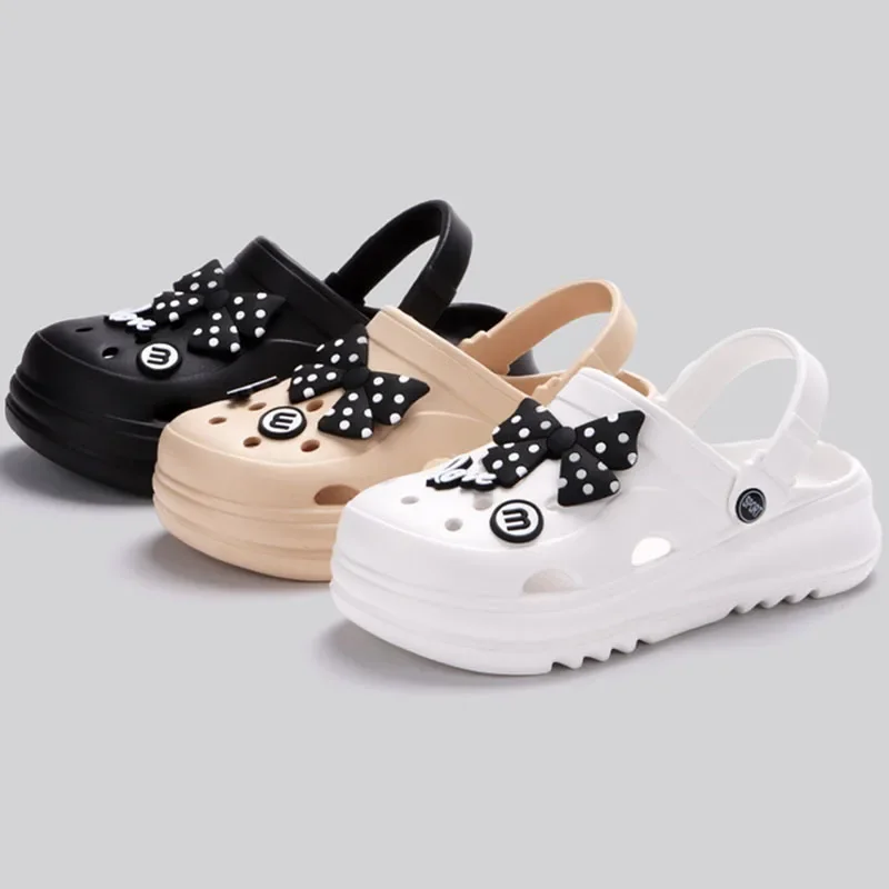 Women Clogs 2024 New Arrival Fashion Lovely Slippers DIY Cute Bows Sandals Outdoor Beach Slides for Girls