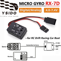 YSIDO Micro Gyro RX-7D Mini Gyroscope 4.8-7.4V Digital/Analog Universal Transmitter&Receiver for 1/10 1/12 RC Drift Racing Boat