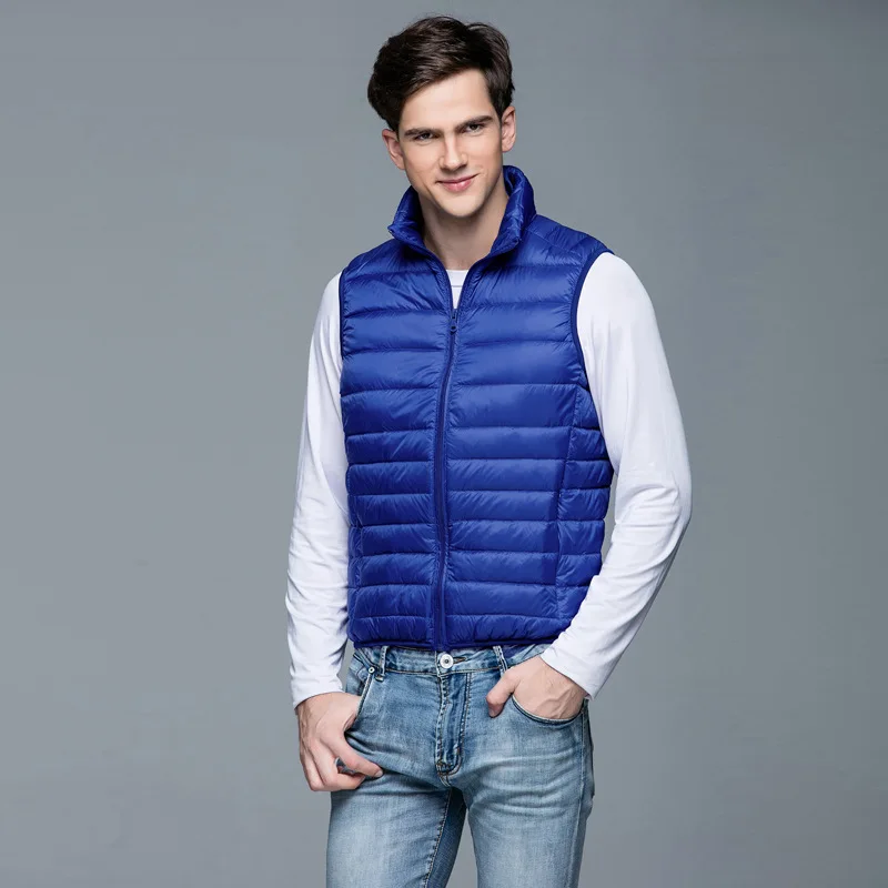 Autumn and Winter Men's 90% White Duck Down Vest Casual Lightweight Down Warm Solid Sleeveless Jacket Men's Portable Pocket Vest, image 11
