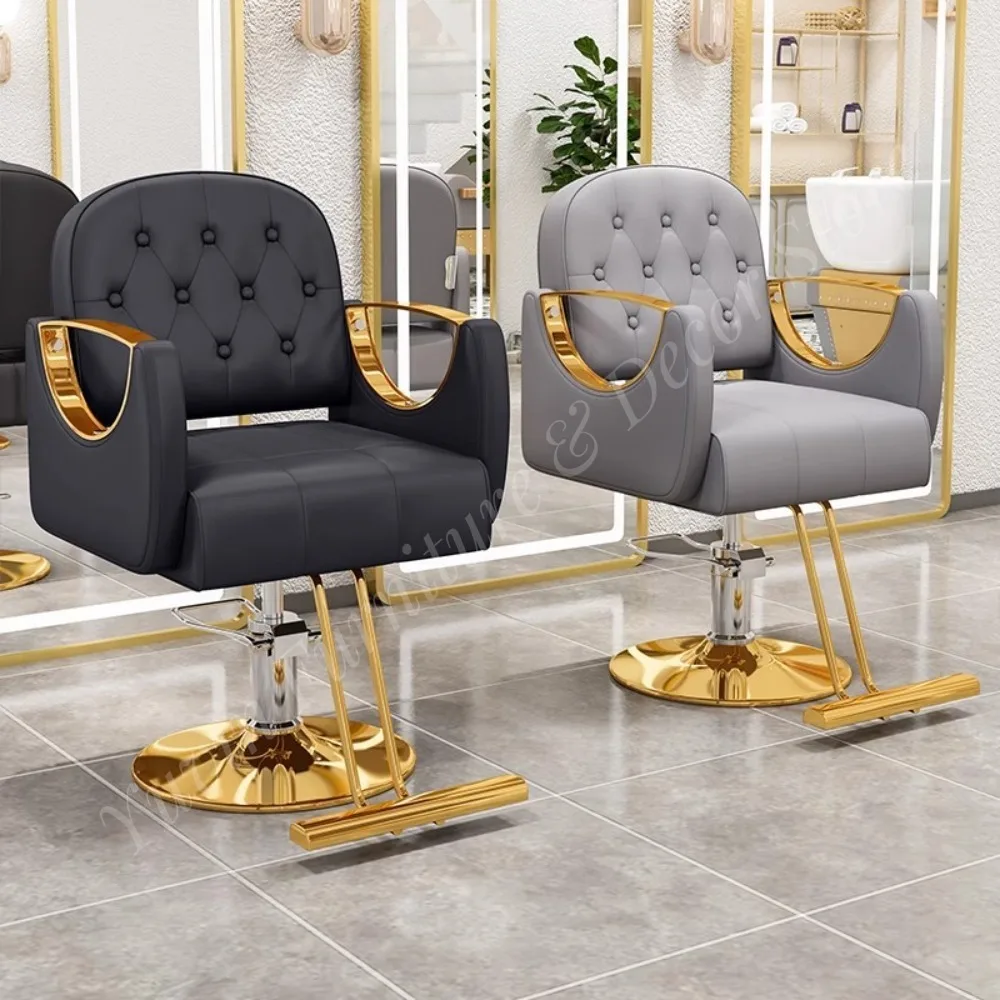 Modern Steel Frame Leather Barber Chair with Height Adjustable & 360 Degree Rotation Portable Salon Furniture for Commercial Use