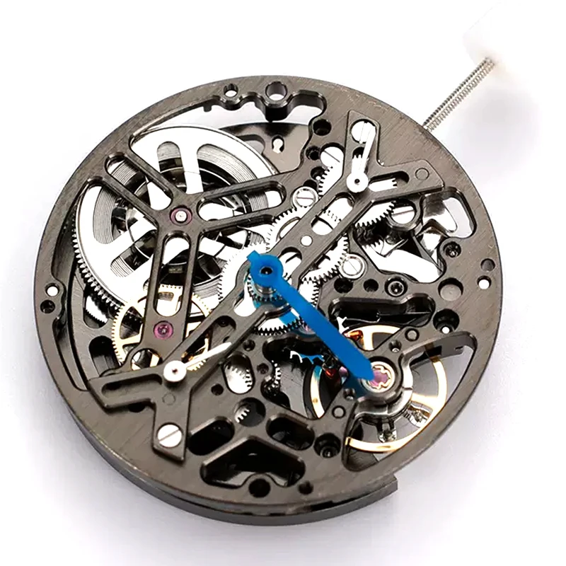 2 time zone Watch Automatic Movement skeleton for watchmaker DIY 7590D