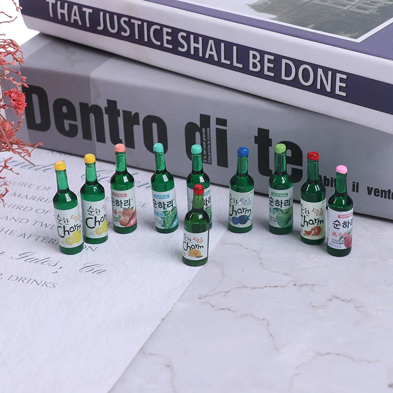 10pcs 1:12 인형 집 미니어처 와인 음료 모델 놀이 음식 주방 장난감