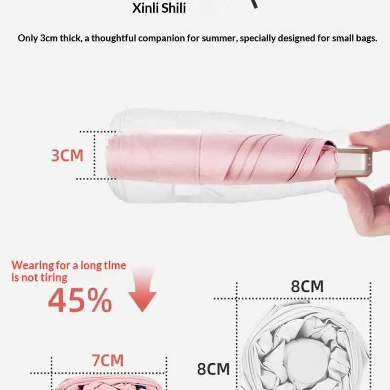 For Daily Commute Travel Mini Pocket Foldable Umbrella UPF 50 Plus UV Protection Ultra Light