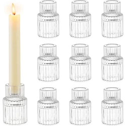Glass Candle Holder for Candlestick Clear Small Tapered Candle Holder Wedding Decor Table Centerpiece Bulk for Candle Stick