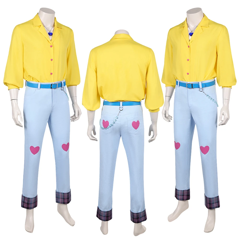 

KPop Demon Hunter Saja Boys Romance Cosplay Yellow Fantasia Uniform Costume Men Adult Performanc Clothes Wigs Set Halloween Suit