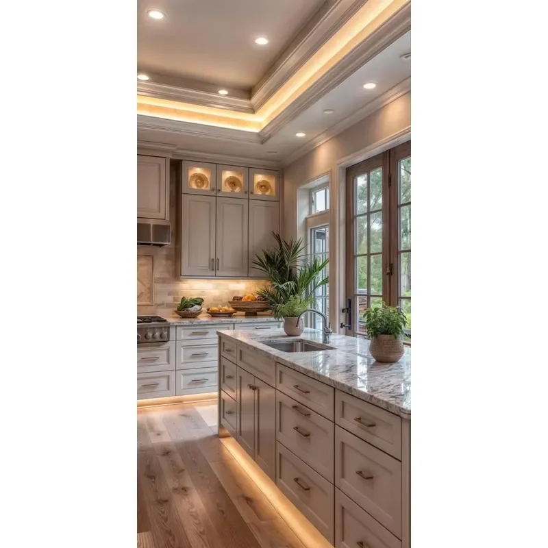 Oak Cupboards Modern House Kitchen Design with Countertop Solid Wood Doors Kitchen Wall Cabinets