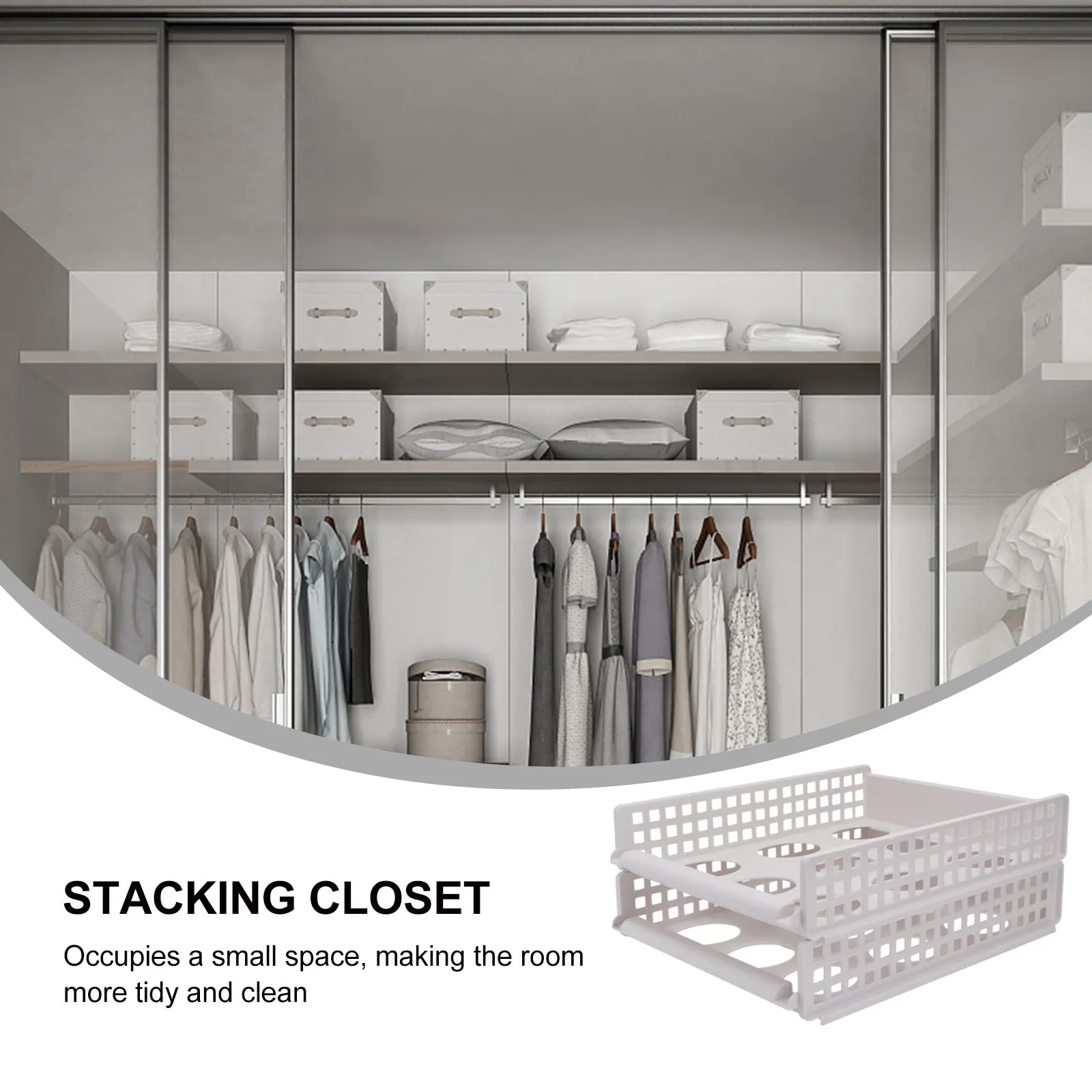2 Pcs Clothes Storage Divider Staking Organizer Stacking Closet Clothing Shelves