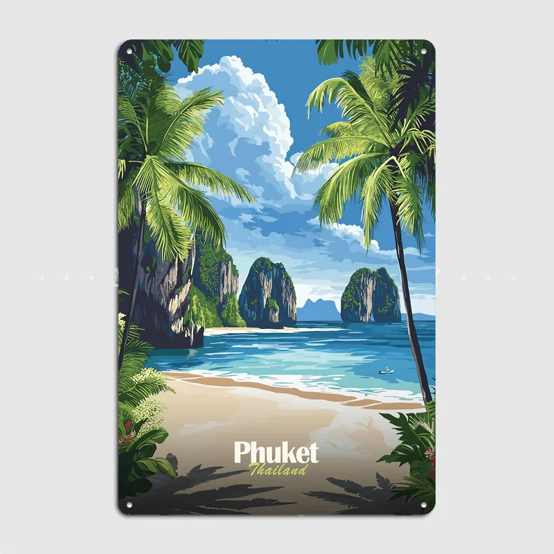 Phuket Thailand Beach Travel Poster Metal Sign Life Wall Custom Bedroom Indoor Home Wall Decor Posters Room Decoration