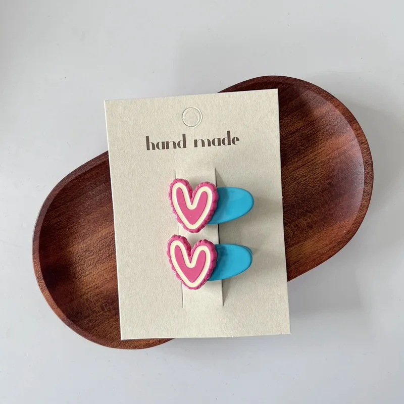 

2Pcs/Set Baby Girls Cute Hair Clips Bright Color Elastic Hair Rubber Bands Girl Heart Hairpin/Hair Ties Kid Hair Accessories