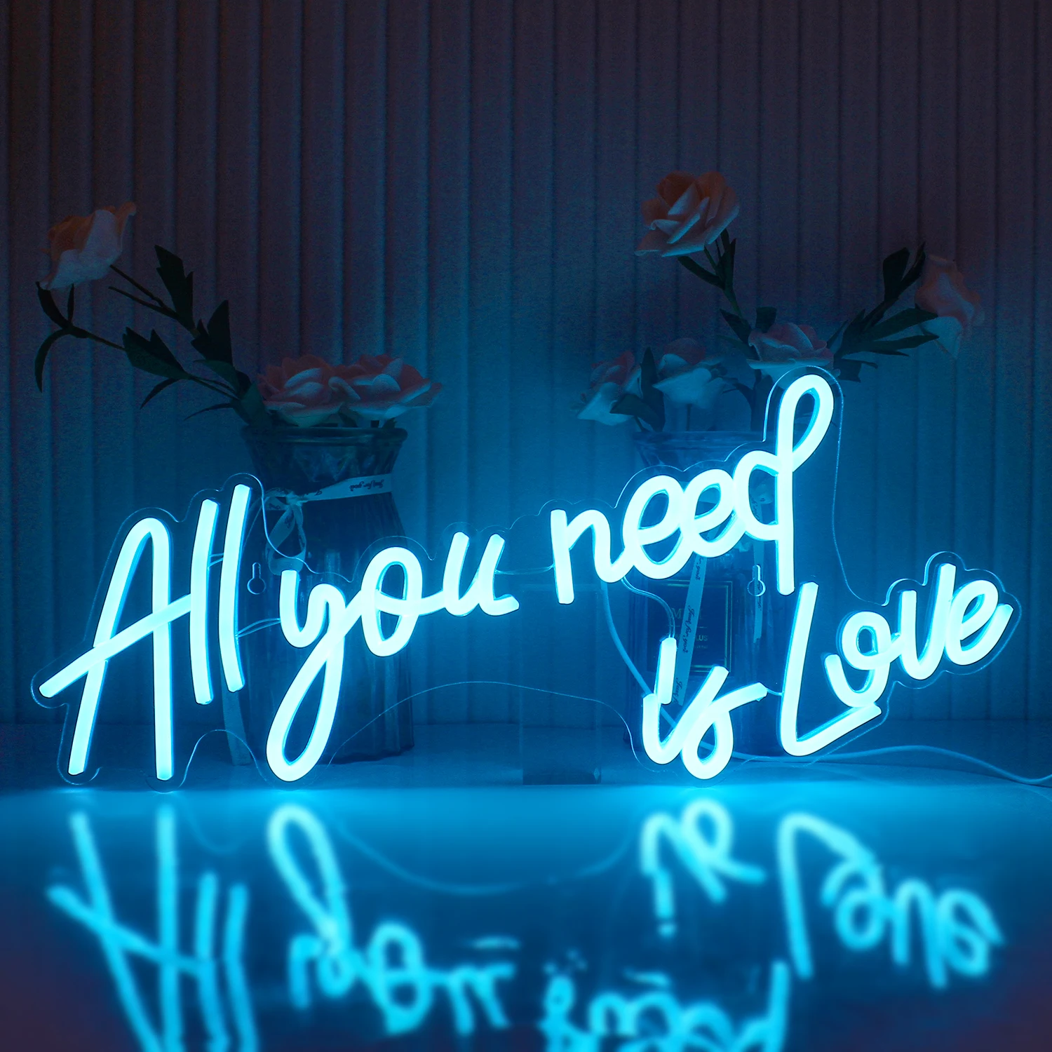 All You Need Is Love Neon LED Bule Night Light Room Art Home Wedding Proposal Confession Party Room Romantic Hanging Wall Decor