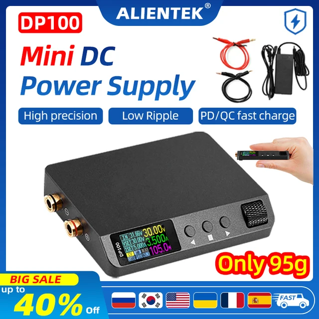 ALIENTEK Zasilacz DC DP100 Zasilacz laboratoryjny Regulowany zasilacz impulsowy 30V 5A Przenośny cyfrowy zasilacz laboratoryjny
