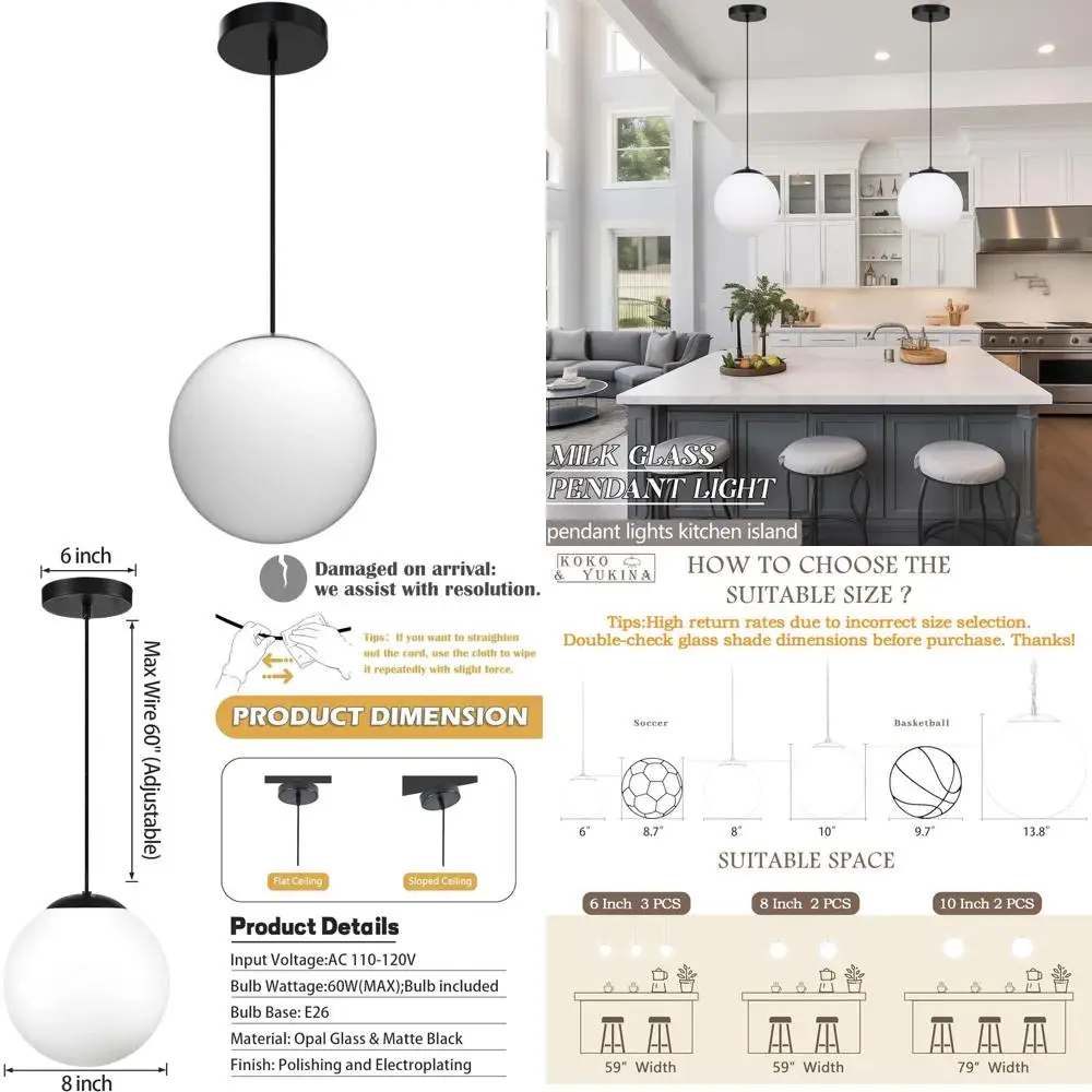 

Подвесной светильник в винтажном стиле из молочного стекла (8 шаров) для кухонного острова, ванной комнаты или прихожей