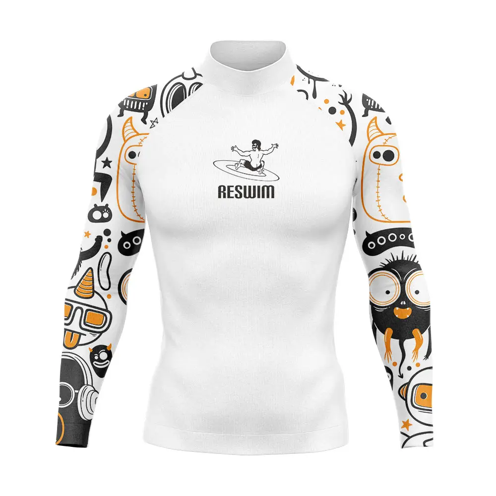 Nowy strój kąpielowy do surfingu dla mężczyzn z motywem surfingowym rashguardy strój kąpielowy z długim rękawem t-Shirt plażowy kombinezon Rashguard