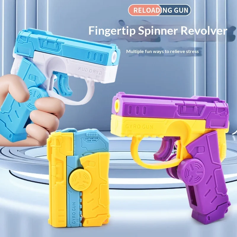 Folding Rotating Carrot Gun with Linkage Slide, Fidget Spinner Stress Relief Toy, Creative Decompression Toy for Kids