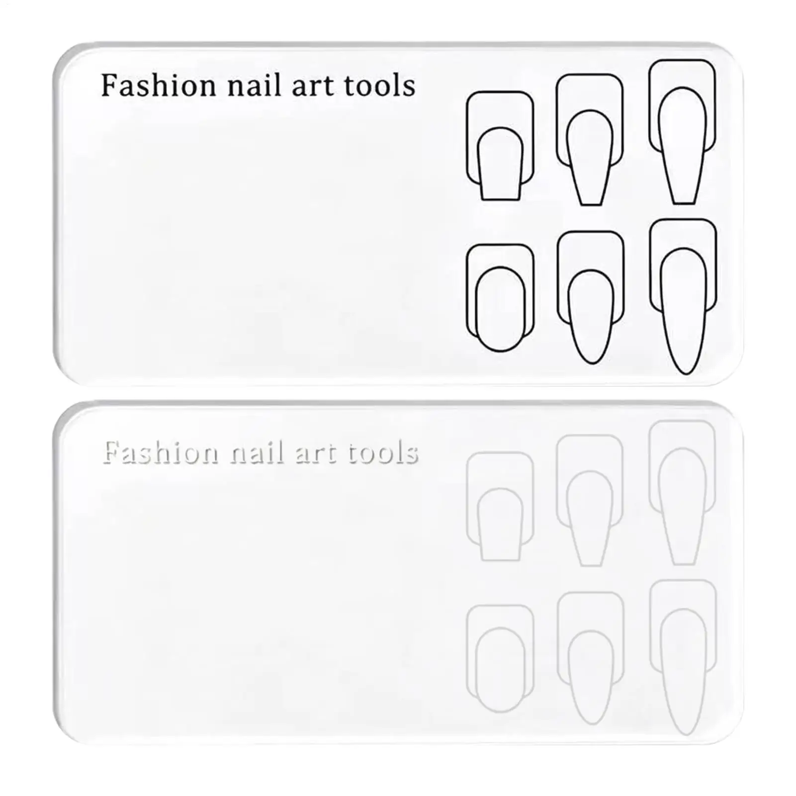 Acrylic Nail Practice Palette 2Pcs Transparent Reusable Gel Polishing Mixing Board 6 Common Shapes Exercises Drawing Manicure