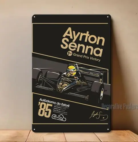 poster-de-metal-ayrton-senna-estoril-1985-race-f1-sinal-colecionavel-tamanho-20x30cm