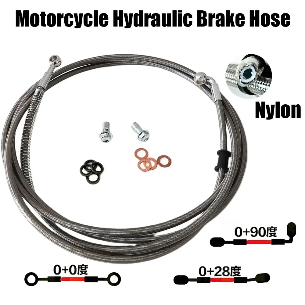 

0°~0/28/90°10mm Banjo AN3 Moto Brake Hose Motorcycle Hydraulic Stainless Steel Braided Brake Line Fluid Oil Tube ATV 10~500CM