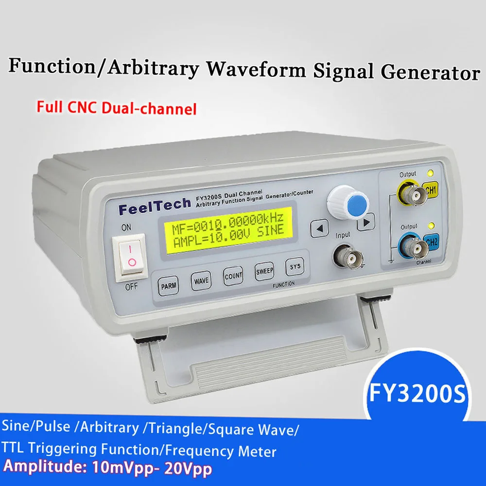 

Digital DDS Dual Channel Function Signal Source Generator Arbitrary Waveform Pulse Frequency Meter 12Bits 250MSa/s Sine Wave 6MH