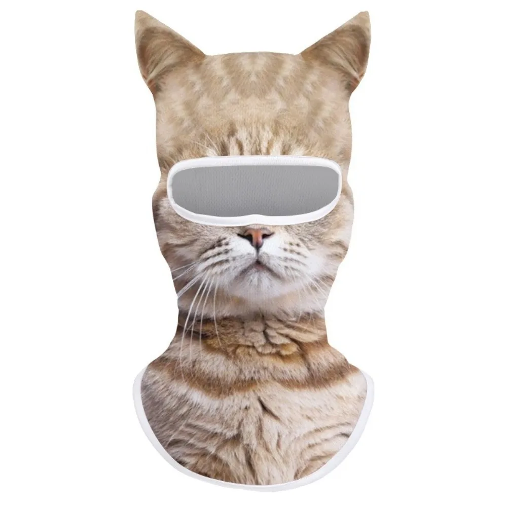 3D Animal Print Balaclava Mask Ice Silk Breathable Fabric Full Face Mask Full Coverage Windproof Design Sun Protection Mask